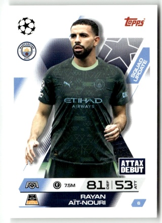 6 Rayan Aït-Nouri Manchester City Squad Update Match Attax Extra 2025/26