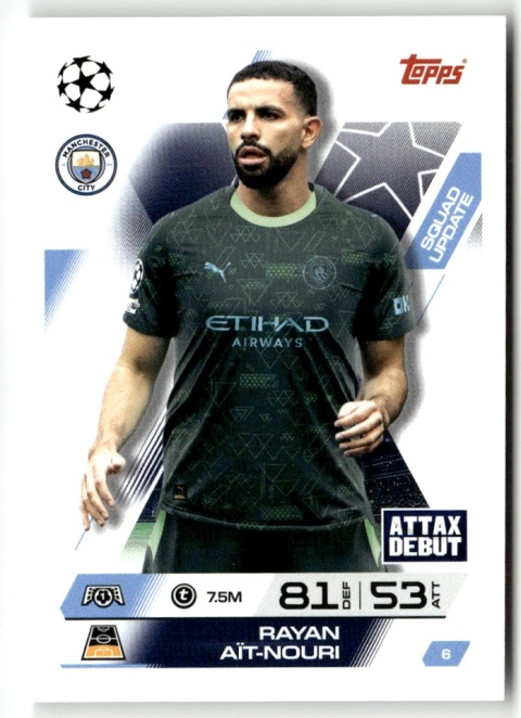 6 Rayan Aït-Nouri Manchester City Squad Update Match Attax Extra 2025/26