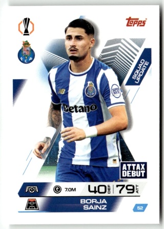 52 Borja Sainz FC Porto Squad Update Match Attax Extra 2025/26