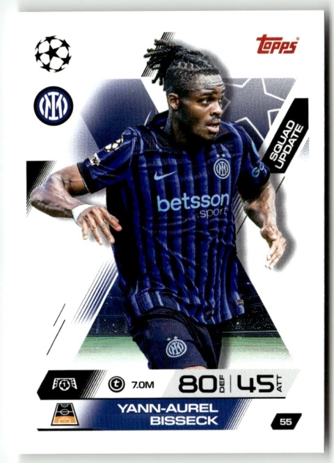 55 Yann-Aurel Bisseck Inter Squad Update Match Attax Extra 2025/26