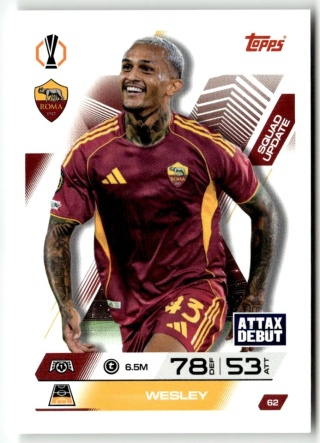 62 Wesley AS Roma Squad Update Match Attax Extra 2025/26