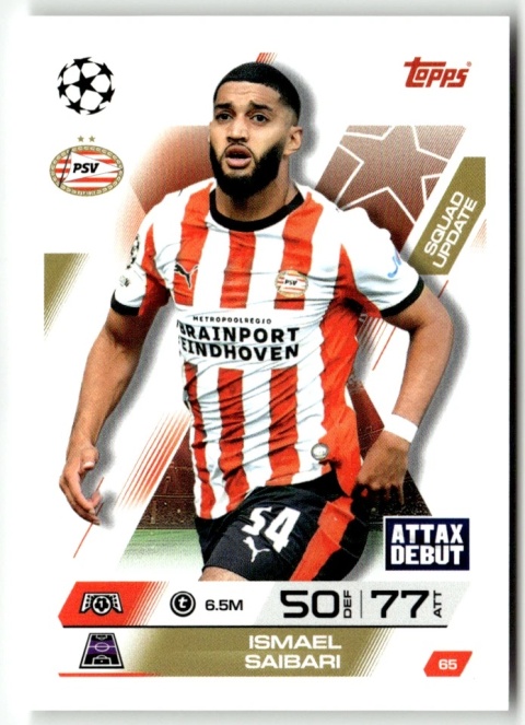 65 Ismael Saibari PSV Eindhoven Squad Update Match Attax Extra 2025/26