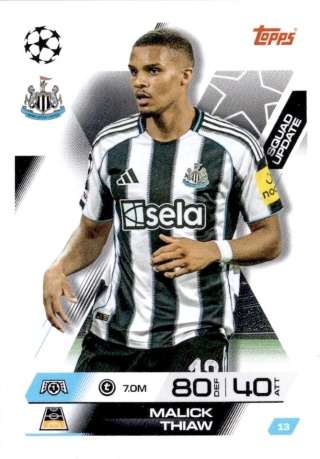 13 Malick Thiaw Newcastle United Squad Update Match Attax Extra 2025/26