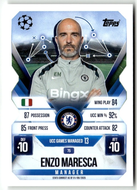 75 Enzo Maresca Chelsea Manager Match Attax Extra 2025/26
