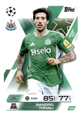 104 Sandro Tonali Newcastle United Away Kit Match Attax Extra 2025/26
