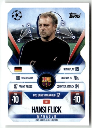 81 Hansi Flick FC Barcelona Manager Match Attax Extra 2025/26