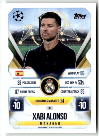 82 Xabi Alonso Real Madryt Manager Match Attax Extra 2025/26