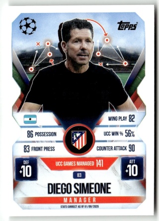83 Diego Simeone Atlético Madryt Manager Match Attax Extra 2025/26