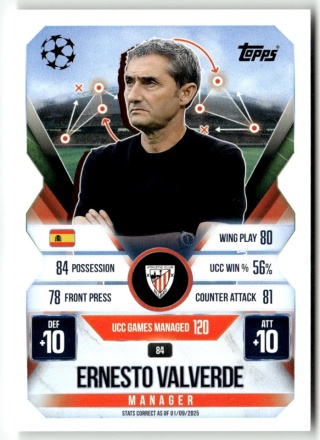 84 Ernesto Valverde Athletic Club Manager Match Attax Extra 2025/26