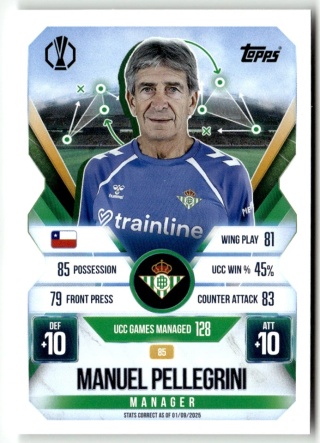 85 Manuel Pellegrini Real Betis Manager Match Attax Extra 2025/26