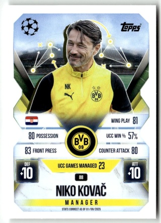 88 Niko Kovac Borussia Dortmund Manager Match Attax Extra 2025/26