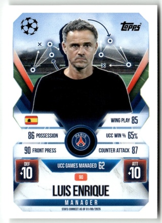 90 Luis Enrique PSG Manager Match Attax Extra 2025/26