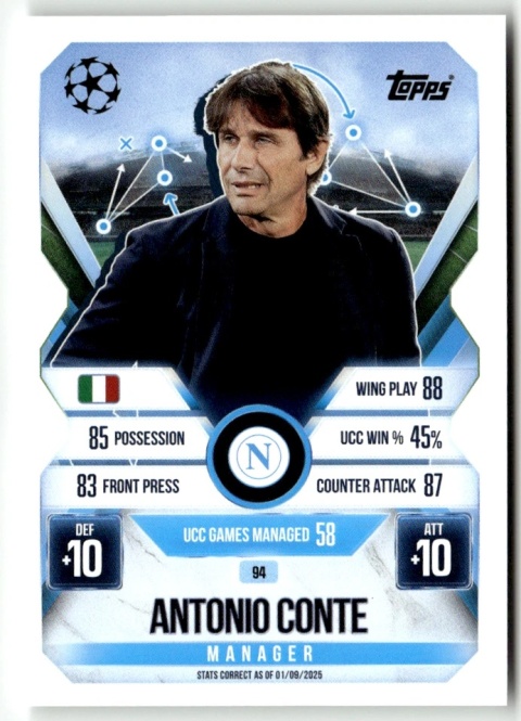 94 Antonio Conte Napoli Manager Match Attax Extra 2025/26