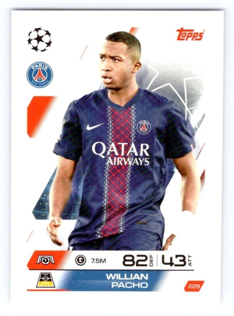 229 Willian Pacho PSG Base Match Attax 2025/26