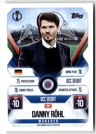 99 Danny Rohl Rangers FC Manager Match Attax Extra 2025/26