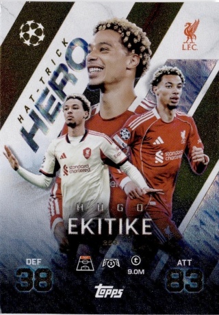253 Hugo Ekitike Liverpool Hat-Trick Hero Match Attax Extra 2025/26