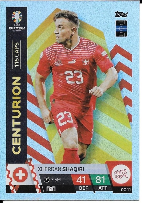 CC11 Xherdan Shaqiri Switzerland Centurion EURO 2024 Match Attax