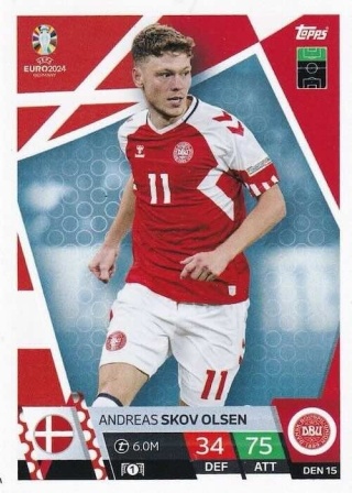 DEN15 Andreas Skov Olsen Denmark Base EURO 2024 Match Attax