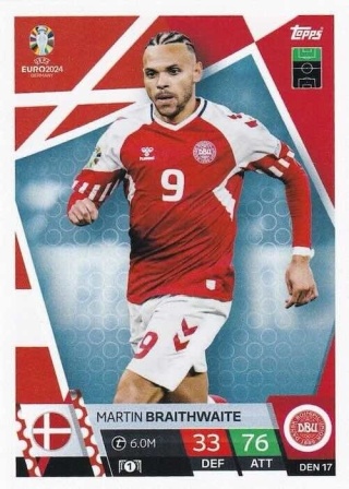 DEN17 Martin Braithwaite Denmark Base EURO 2024 Match Attax