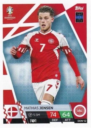 DEN12 Mathias Jensen Denmark Base EURO 2024 Match Attax