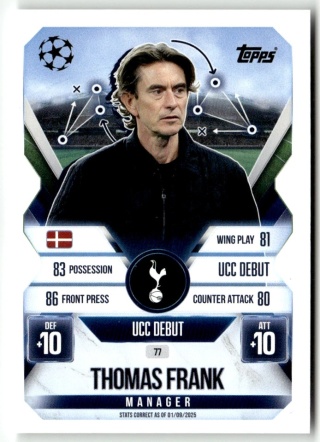 77 Thomas Frank Tottenham Manager Match Attax Extra 2025/26