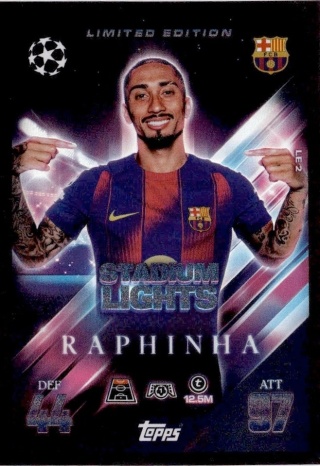 LE2 Raphinha FC Barcelona LE Stadium Lights Match Attax Extra 2025/26