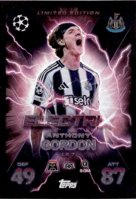 LE7 Anthony Gordon Newcastle United LE ElectriX Match Attax Extra 2025/26