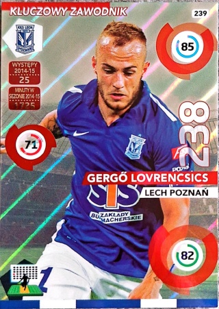239	Gergő Lovrencsics Lech Poznań Kluczowy Zawodnik Panini Ekstraklasa 2015/16