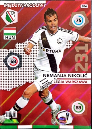286	Nemanja Nikolić Legia Warszawa Międzynarodowy Panini Ekstraklasa 2015/16