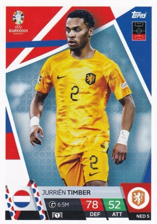 NED5 Jurriën Timber Netherlands Base EURO 2024 Match Attax
