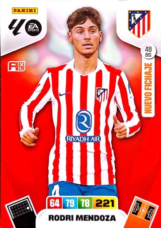 48bis Rodri Mendoza Atlético de Madrid Base/Nuevo Fichaje La Liga 2025/25 Panini