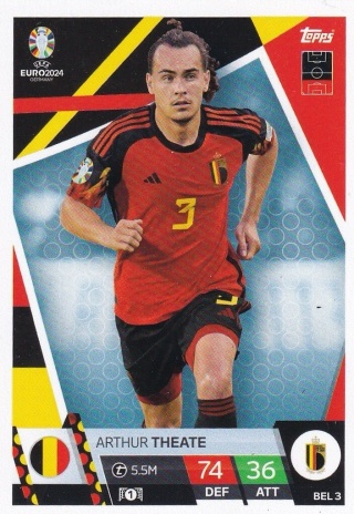BEL3 Arthur Theate Belgium Base EURO 2024 Match Attax