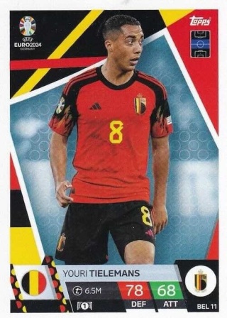 BEL11 Youri Tielemans Belgium Base EURO 2024 Match Attax