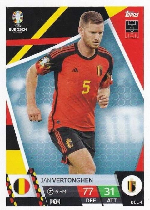 BEL4 Jan Vertonghen Belgium Base EURO 2024 Match Attax
