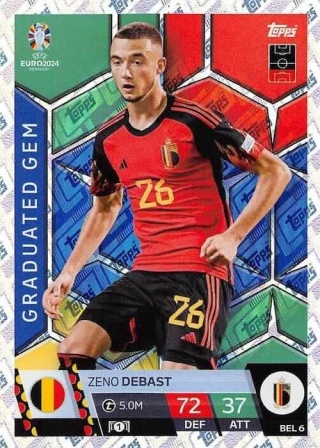 BEL6 Zeno Debast Belgium Graduated Gem EURO 2024 Match Attax