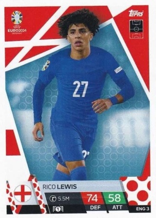 ENG3 Rico Lewis England Base EURO 2024 Match Attax