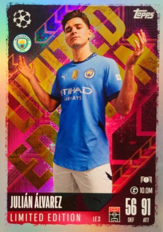 LE3 Julián Álvarez Manchester City Limited Edition Match Attax 2024/25