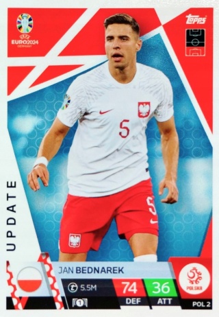 POL2 Jan Bednarek Poland Qualifying Play-Off Winners EURO 2024 Match Attax