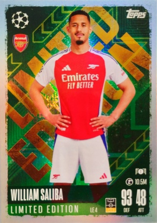 LE4 William Saliba Arsenal Limited Edition Match Attax 2024/25
