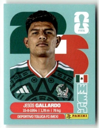 MEX6 Jesus Gallardo Meksyk Base Naklejki FIFA World Cup 2026 Panini