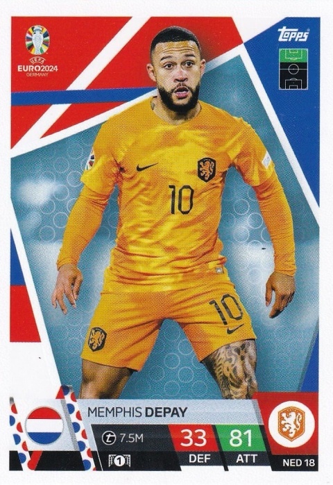 NED18 Memphis Depay Netherlands Base EURO 2024 Match Attax