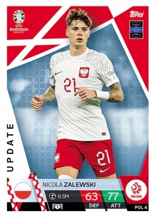 POL4 Nicola Zalewski Poland Qualifying Play-Off Winners EURO 2024 Match Attax
