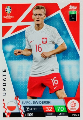 POL8 Karol Swiderski Poland Qualifying Play-Off Winners EURO 2024 Match Attax