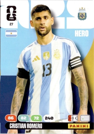 27 Cristian Romero Argentina Hero Panini FIFA World Cup 2026